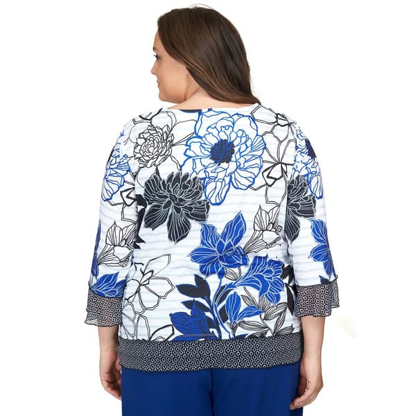 Plus Size Alfred Dunner Downtown Vibe Floral Stripe Blouse