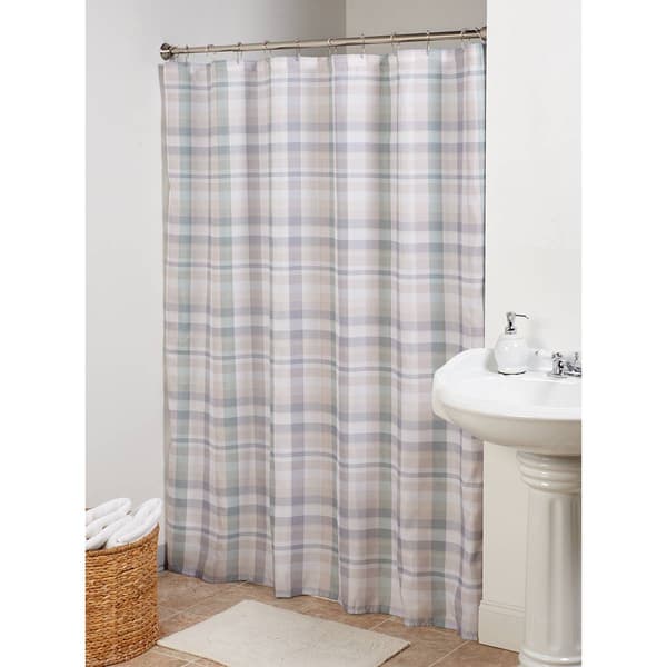 No. 918 Bentley Multi Color Large Plaid 13pc. Shower Curtain Set - image 