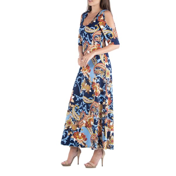 Womens 24/7 Comfort Apparel Paisley Scoop Neck Maxi Dress