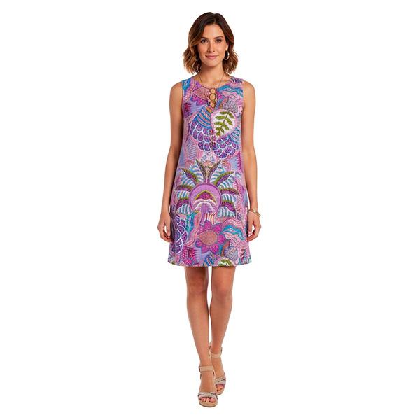 Petite MSK Sleeveless Abstract 3 O-Ring Shift Dress - image 
