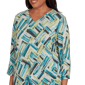 Womens Alfred Dunner Lake Champlain V Neck Brushstroke Blouse - image 5