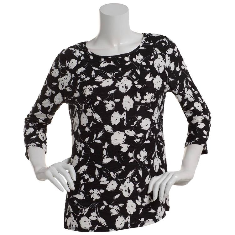 Womens Emily Daniels 3/4 Sleeve Floral Jacquard Blouse