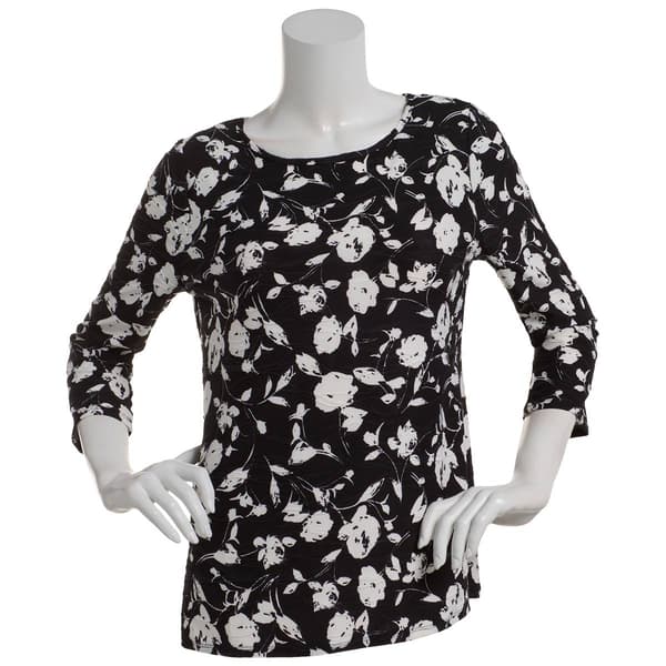 Womens Emily Daniels 3/4 Sleeve Floral Jacquard Blouse