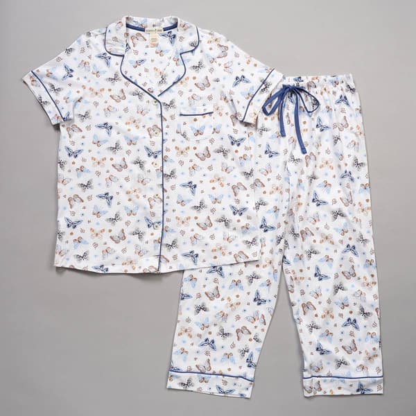 Womens Poppy & Clay Short Sleeve Butterfly Capri Pajama Set - image 