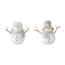 Melrose Glittered Snowman Figurine - Set of 2