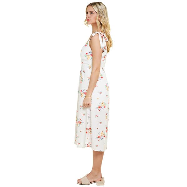 Juniors Self Esteem Tie Shoulder Floral Midi Dress