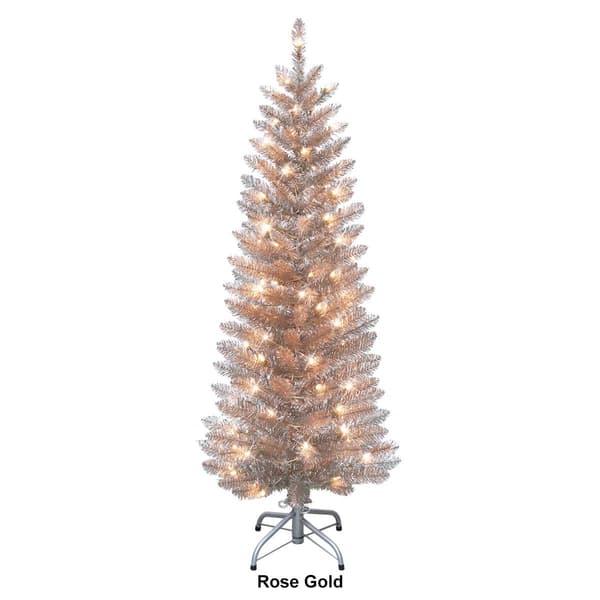 Puleo International 4.5ft. Pre-Lit Tinsel Christmas Tree