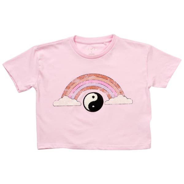 Girls (7-16) Jessica Simpson Short Sleeve Rainbow Ying Yang Tee - image 