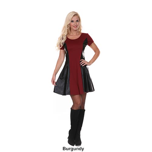 Womens White Mark Heather Faux Leather Fit &amp; Flare Dress