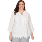 Plus Size Alfred Dunner Al Fresco Lace Cut Out Front Henley Top - image 1