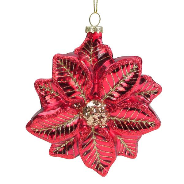Northlight Seasonal Glittery Poinsettia Christmas Ornament - image 