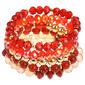Ashley Cooper(tm) Red/Pink/Gold-Tone Beaded Stretch Bracelet Set - image 1