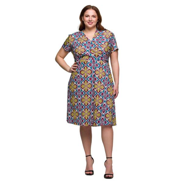 Plus Size 24/7 Comfort Apparel Floral Short Sleeve Wrap Dress - image 