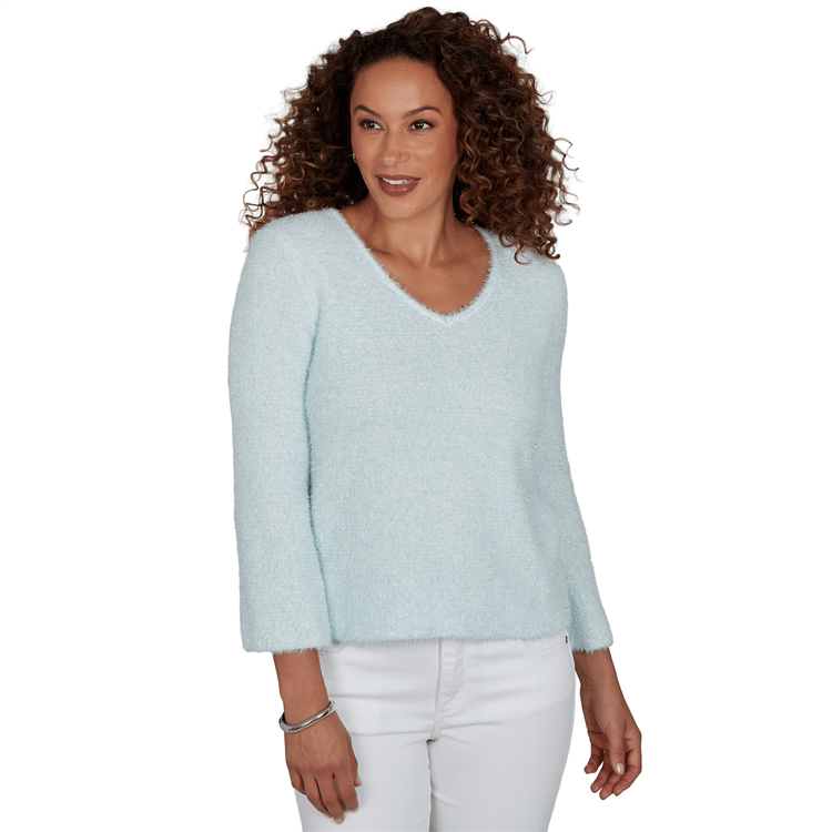 Petite Hearts of Palm Silver Linings Solid Eyelash Sweater