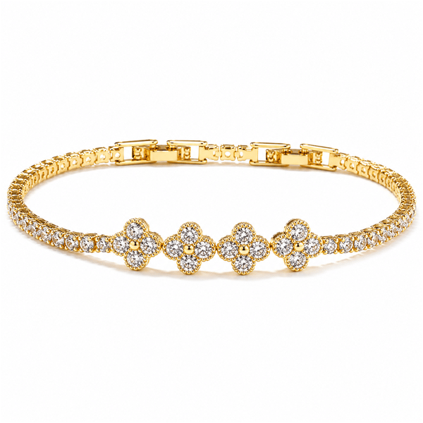 Saffron 18kt. Gold-Plated Gold CZ Flower Bracelet - image 