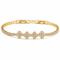 Saffron 18kt. Gold-Plated Gold CZ Flower Bracelet - image 1