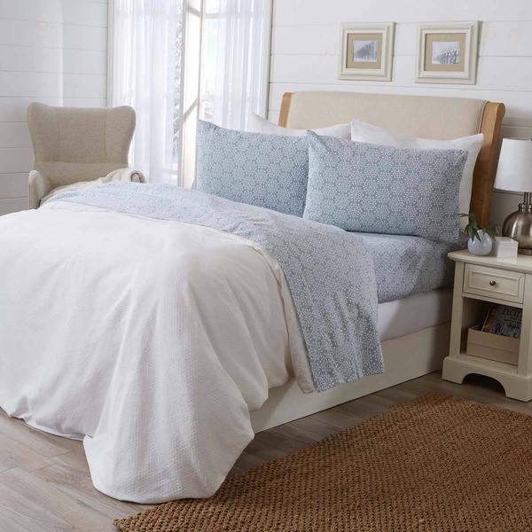 Freshfolds Turkish Cotton Blue Snowflake Flannel 4pc. Sheet Set