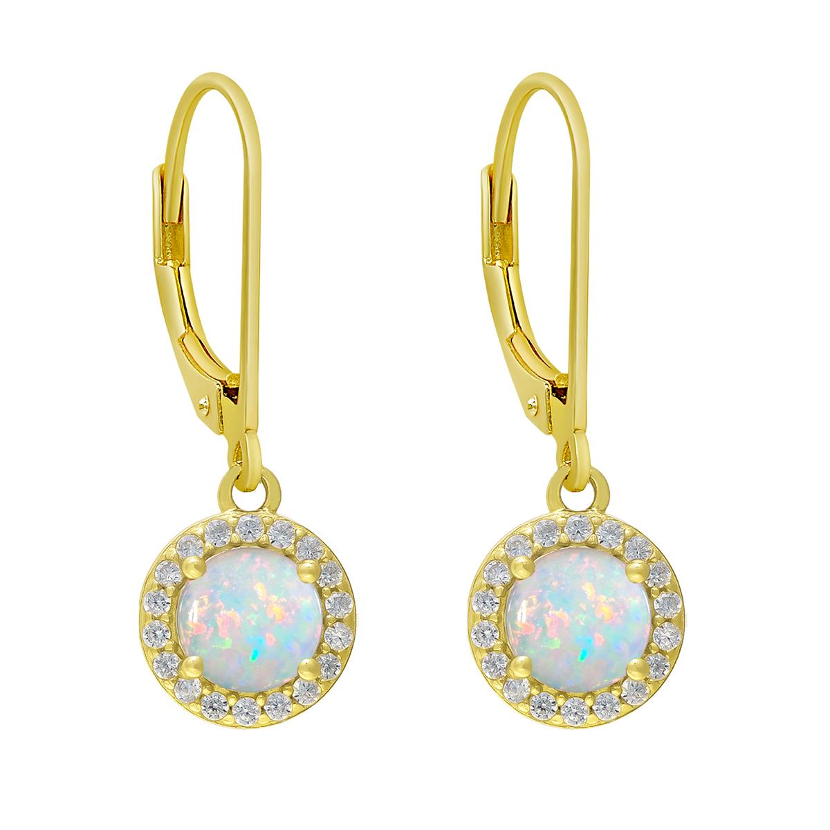 Gianni Argento Gold Plated Round Halo Lever Back Earrings
