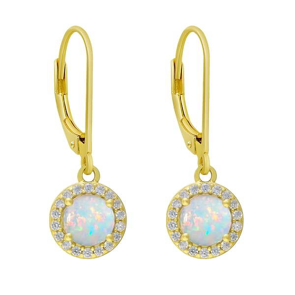 Gianni Argento Gold Plated Round Halo Lever Back Earrings - image 