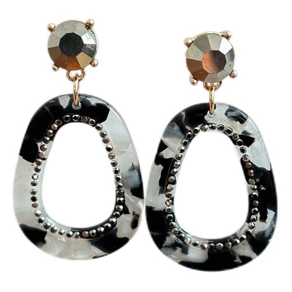 Ashley Cooper&#40;tm&#41; Hematite Stone Post Earrings w/ Lucite Drop - image 