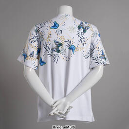 Petite Hasting & Smith Elbow Sleeve Placed Butterflies Tee
