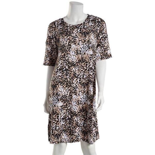 Womens Jones New York Short Sleeve Leopard Nightshirt - image 