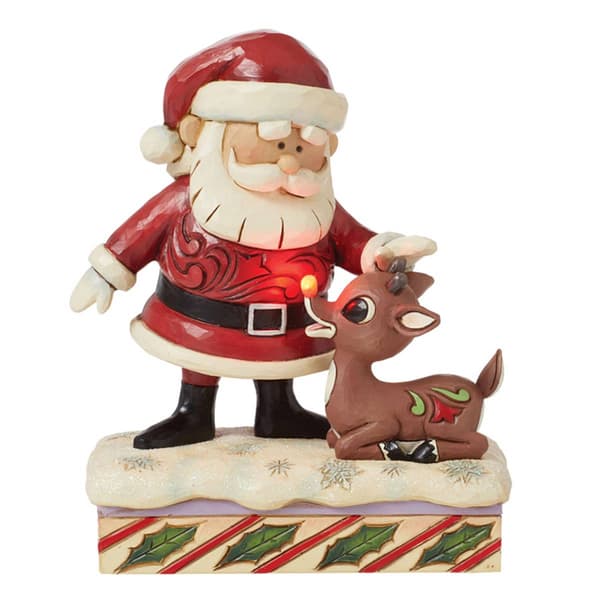 Jim Shore Santa Petting Rudolph Christmas Figurine