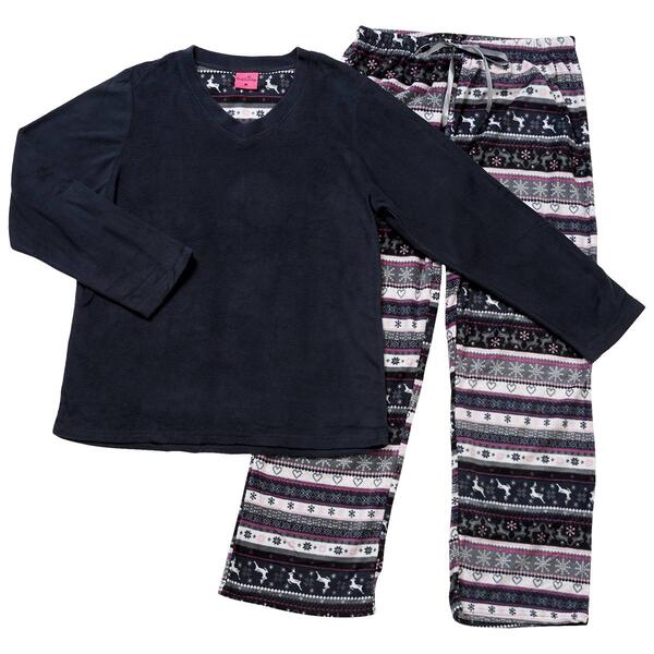 Womens Pink Laundry Folded Fairisle Microfleece Pajama Set - image 