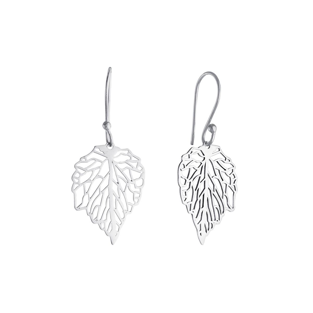 Athra Sterling Silver Maple Leaf Drop Earrings
