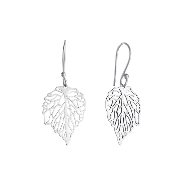 Athra Sterling Silver Laser Cut Maple Leaf Drop Earrings - image 