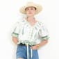 Womens MNK Elbow Sleeve V Neck Ruffle Blouse - image 2