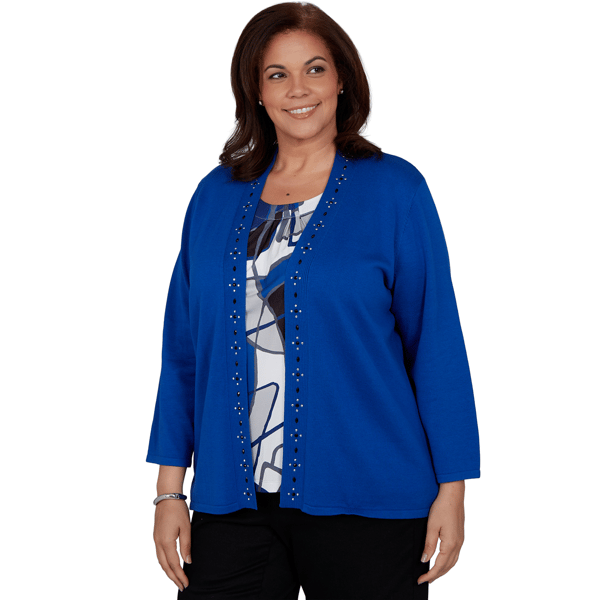Plus Size Alfred Dunner Dinner Theater Geo Two in One Blouse