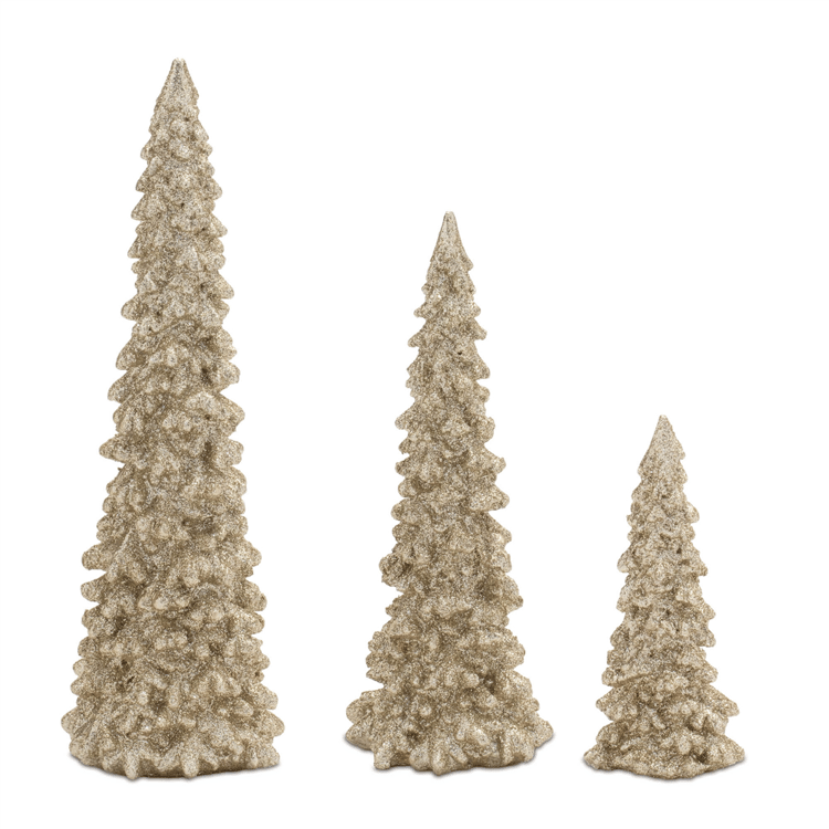 Melrose Glittered Pine Tree - Set of 3