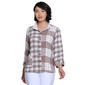Plus Size Ali Miles Long Cuff Sleeve Button Yarn Dye Plaid Butto - image 1