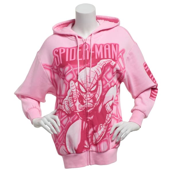 Juniors C-Life Spiderman Web Zip Up Boyfriend Hoodie - image 