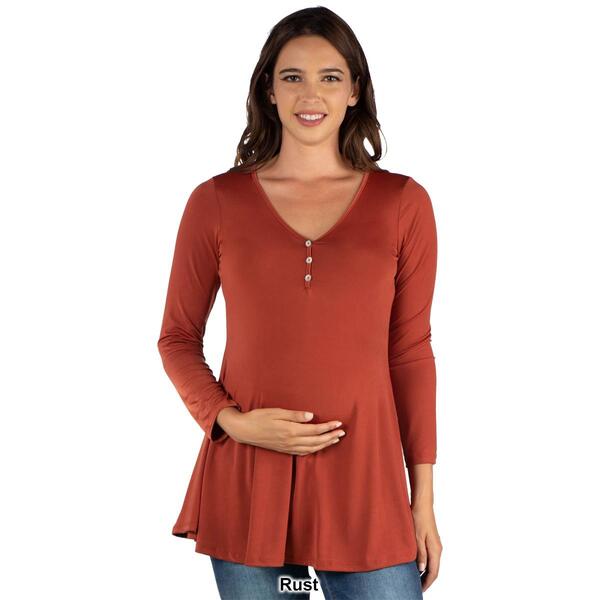 Womens 24/7 Comfort Apparel Flared Henley Tunic Maternity Top