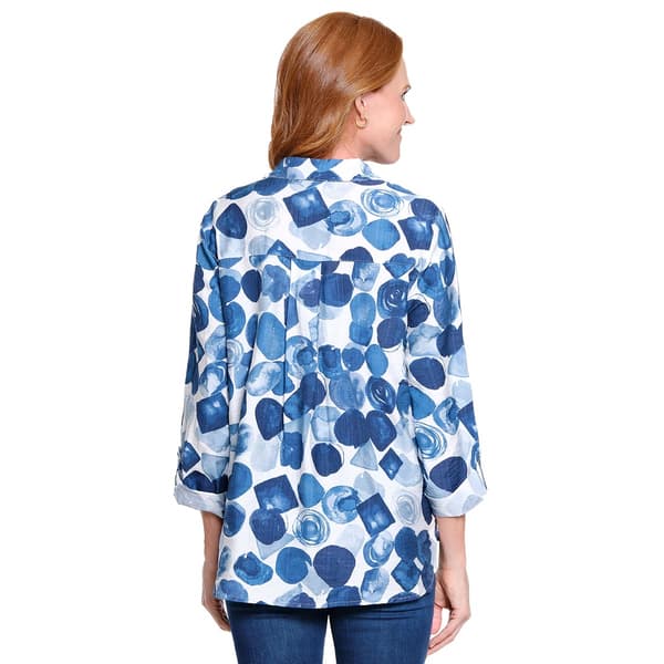 Womens Ali Miles 3/4 Roll Tab Sleeve Abstract Dot Blouse