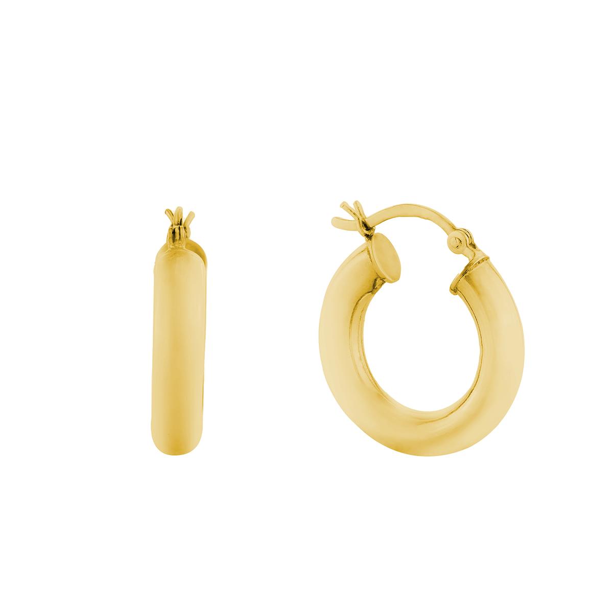 14kt. Gold over Brass 20mm Hi-Polished Tube Hoop Earrings