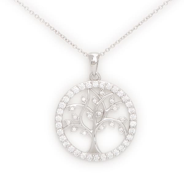 Silver Plated Tree of Life Pendant Necklace - image 