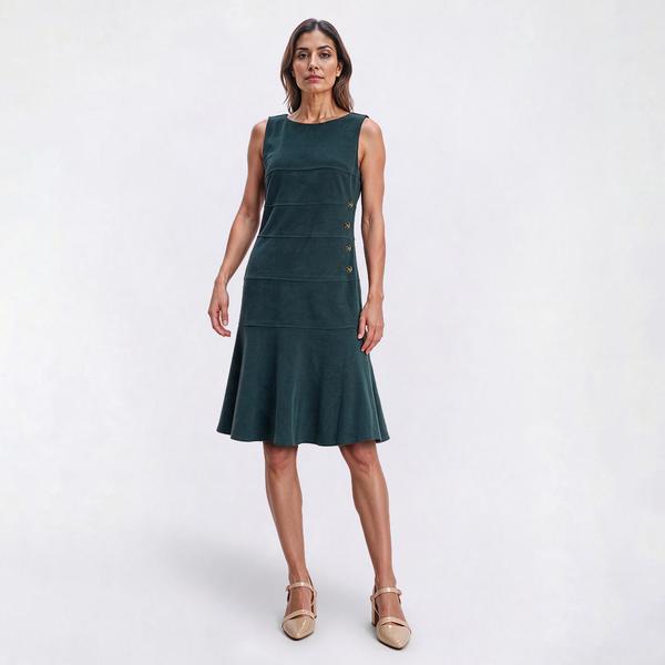 Womens Vivid Aura Sleeveless Chenille Ruffle Hem Shift Dress