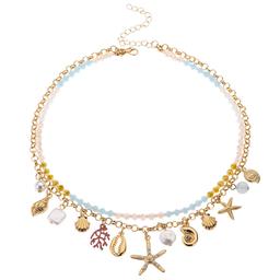Ashley Cooper(tm) Layered Multi Color Beaded Sea Life Charm Necklace