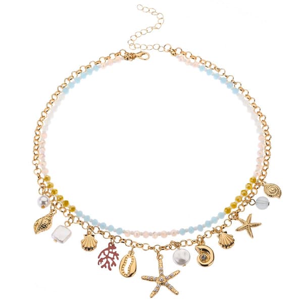 Ashley Cooper(tm) Layered Multi Color Beaded Sea Life Charm Necklace - image 