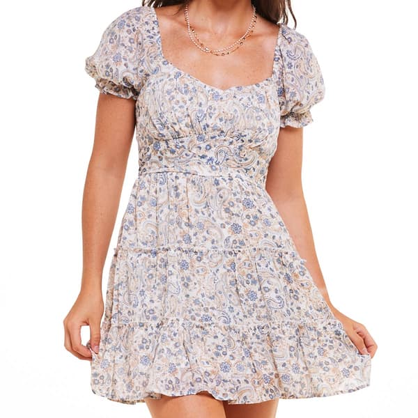 Juniors Trixxi Rain Linen Cross Waist Mini A-Line Dress