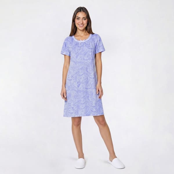 Womens Carole Hochman Short Sleeve Paisley Nightshirt