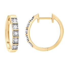 Diamond Classics&#40;tm&#41; Gold Plated Diamond Hoop Earrings