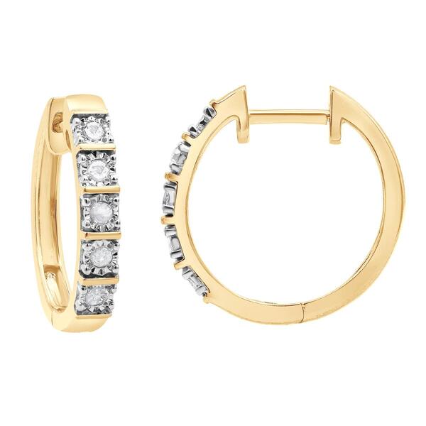 Diamond Classics&#40;tm&#41; Gold Plated Diamond Hoop Earrings - image 