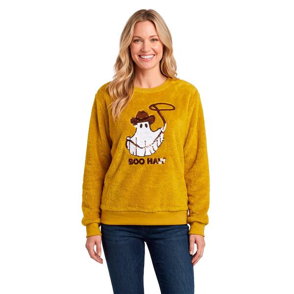 Womens Inner Circle Boo Haw Sequin Sherpa Sweatshirt - image 