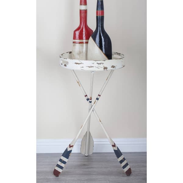 9th & Pike® White Metal Coastal Accent Table