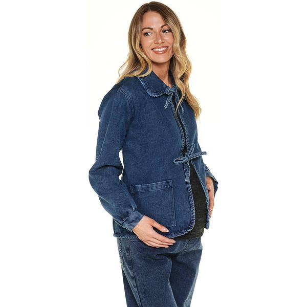 Womens Maternity Times Two Tie Front Denim Lined Jacket - image 