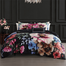 Bebejan Black Night Poppies 5pc. Reversible Comforter Set
